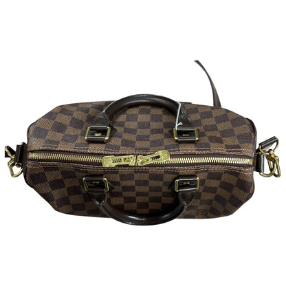 LOUIS VUITTON Damier Ebene Speedy 30 Handbag Brown Gold Hardware LO2339