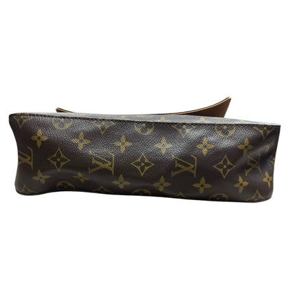 LOUIS VUITTON Monogram Looping GM Shoulder Bag Brown Gold Hardware LO2343