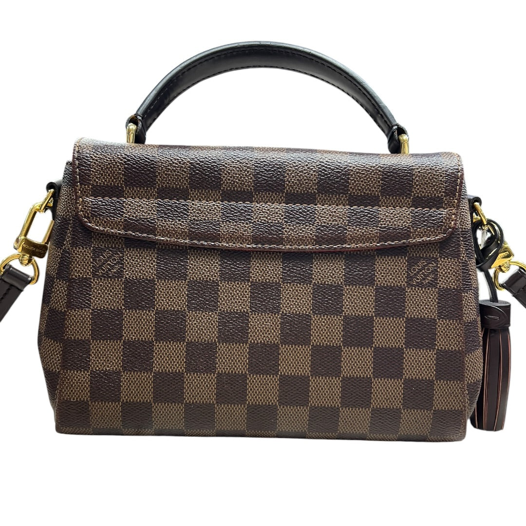 LOUIS VUITTON Damier Ebene Croisette Handbag Brown Gold Hardware LO2333