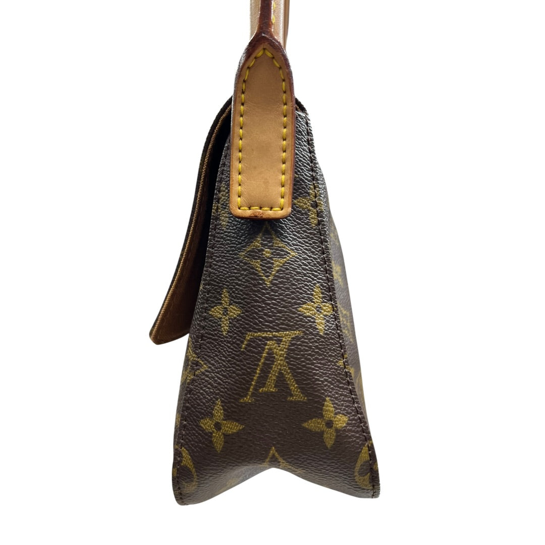 LOUIS VUITTON Monogram Looping GM Shoulder Bag Brown Gold Hardware LO2343
