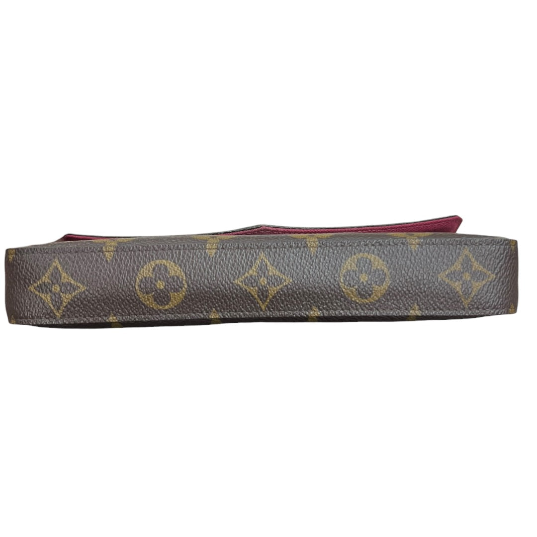 LOUIS VUITTON Monogram Felicie Pochette Chain Wallet Brown Gold Hardware LO2336