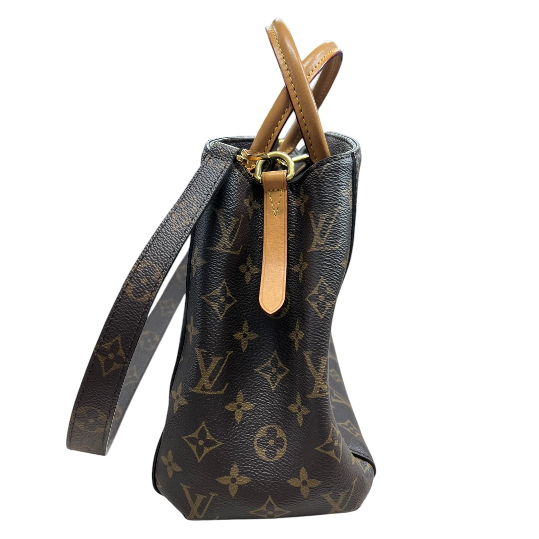 LOUIS VUITTON Monogram Montaigne MM Handbag Brown Gold Hardware LO2347