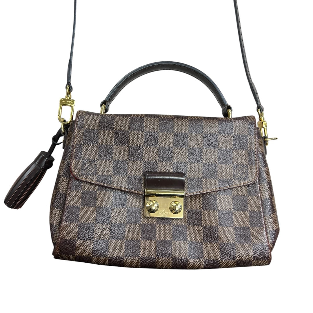 LOUIS VUITTON Damier Ebene Croisette Handbag Brown Gold Hardware LO2333