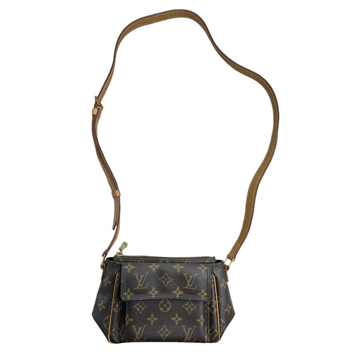 LOUIS VUITTON Monogram Viva Cite MM Crossbody Bag Brown Gold Hardware LO2349