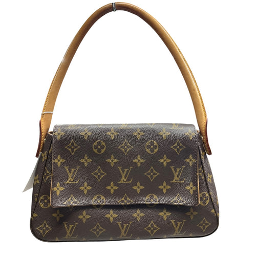 LOUIS VUITTON Monogram Looping GM Shoulder Bag Brown Gold Hardware LO2343