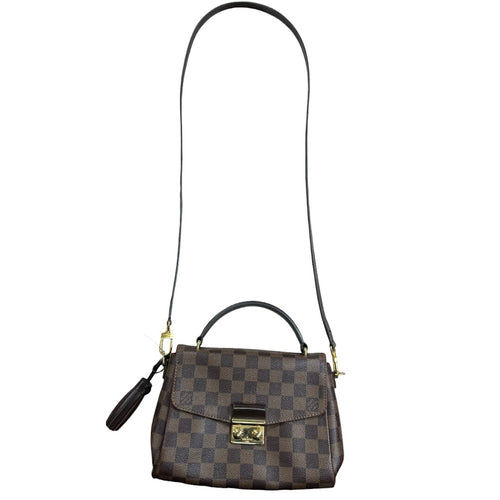 LOUIS VUITTON Damier Ebene Croisette Handbag Brown Gold Hardware LO2333