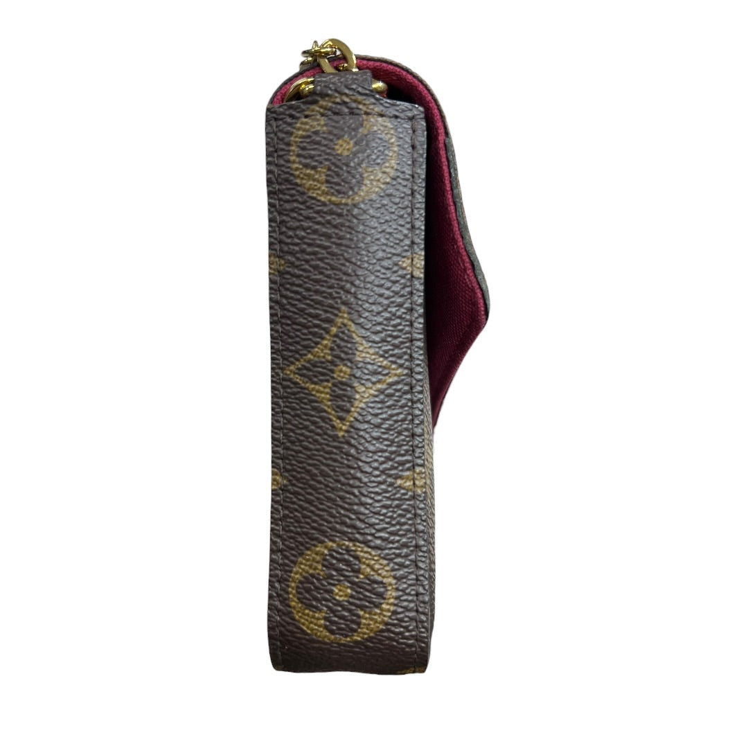 LOUIS VUITTON Monogram Felicie Pochette Chain Wallet Brown Gold Hardware LO2336