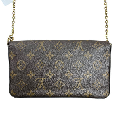 LOUIS VUITTON Monogram Felicie Pochette Chain Wallet Brown Gold Hardware LO2336