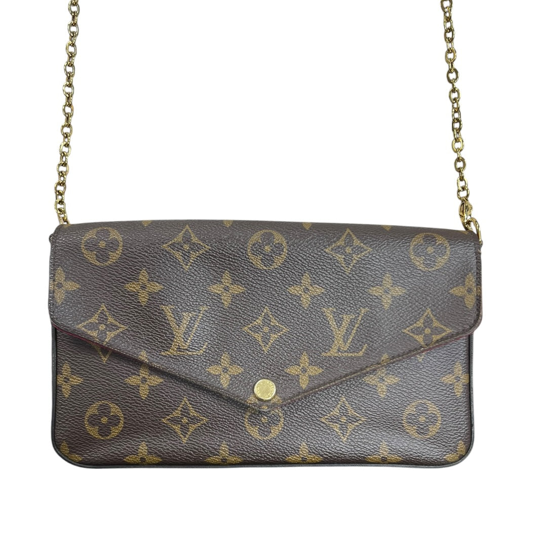 LOUIS VUITTON Monogram Felicie Pochette Chain Wallet Brown Gold Hardware LO2336