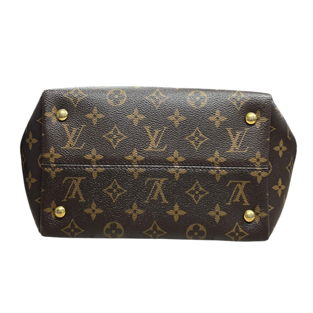 LOUIS VUITTON Monogram Sac Plat Tote Bag Brown/Red Gold Hardware LO2328