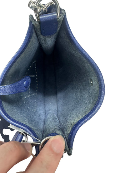 HERMES Togo Evelyne TPM Crossbody Bag Bleu Saphir Silver Hardware HE422