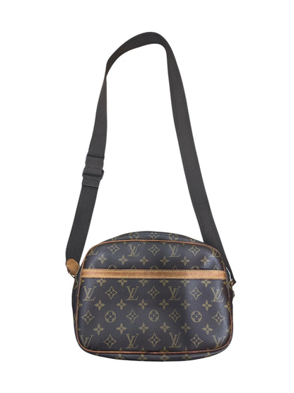 LOUIS VUITTON Monogram Reporter PM Crossbody Bag Brown Gold Hardware LO2360A