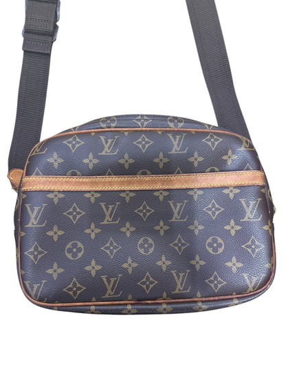 LOUIS VUITTON Monogram Reporter PM Crossbody Bag Brown Gold Hardware LO2360A