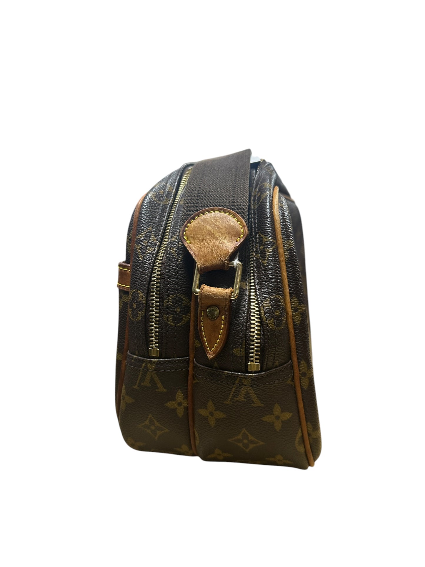 LOUIS VUITTON Monogram Reporter PM Crossbody Bag Brown Gold Hardware LO2360A