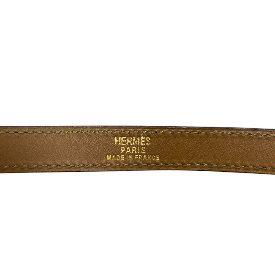 HERMES Kelly Double Tour Bracelet Orange Leather Gold Hardware HE448