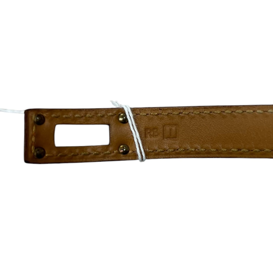 HERMES Kelly Double Tour Bracelet Orange Leather Gold Hardware HE448