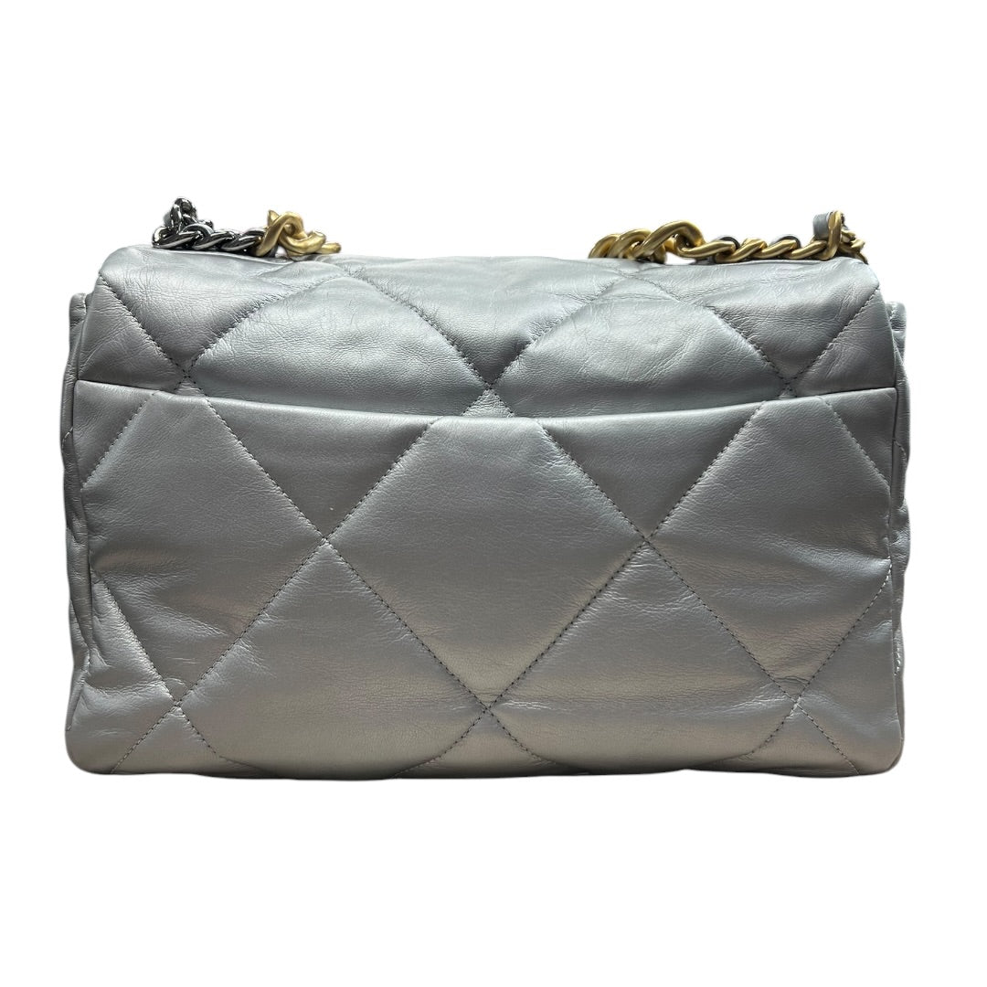 CHANEL 19 Lambskin Small Flap Bag Silver Metallic Mixed Hardware CH2136