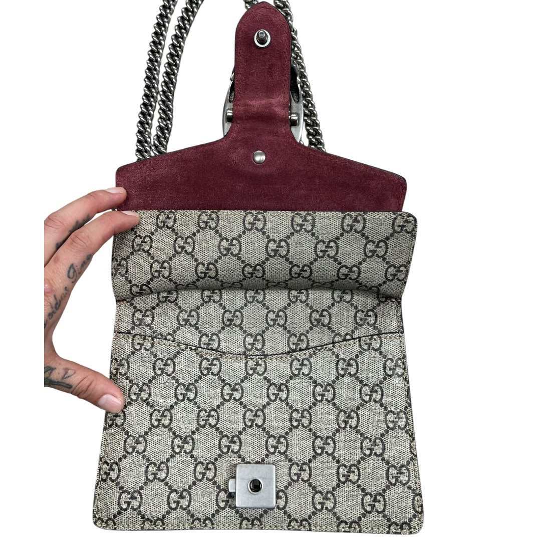 GUCCI GG Supreme Blooms Dionysus Shoulder Bag Mini Beige Silver Hardware Gu586
