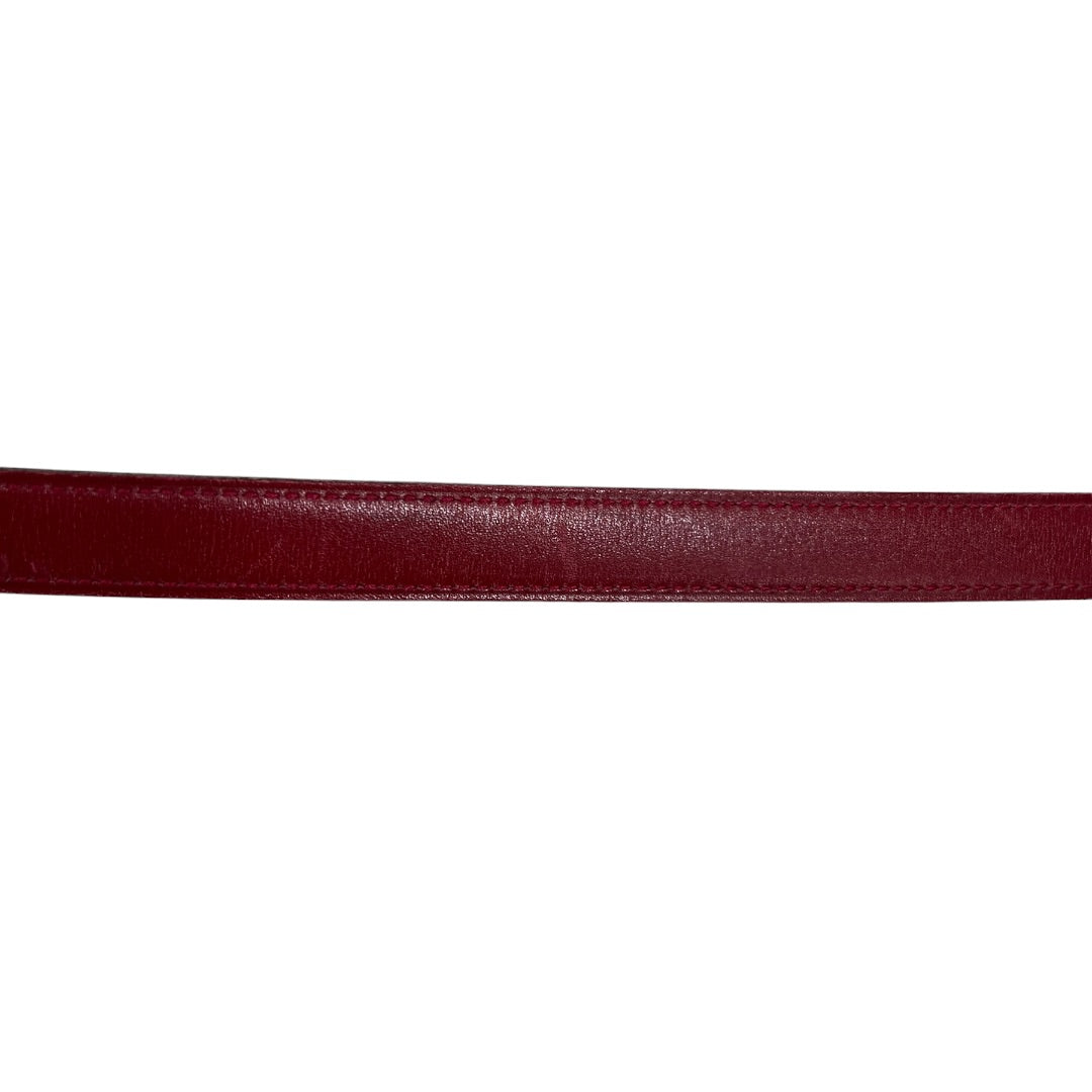 HERMES Leather Mini Constance Reversible H Belt Black Red Gold Hardware HE450