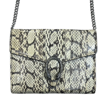 GUCCI Python Print Leather Dionysus Chain Wallet Crossbody Natural Silver Hardware Gu587