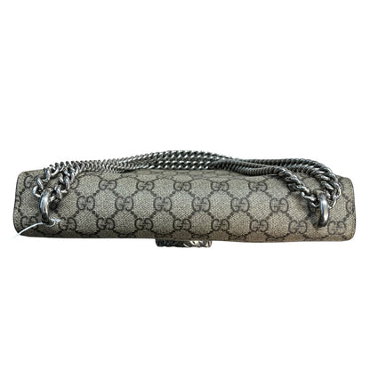 GUCCI GG Supreme Dionysus Small Shoulder Bag Beige Silver Hardware GU585
