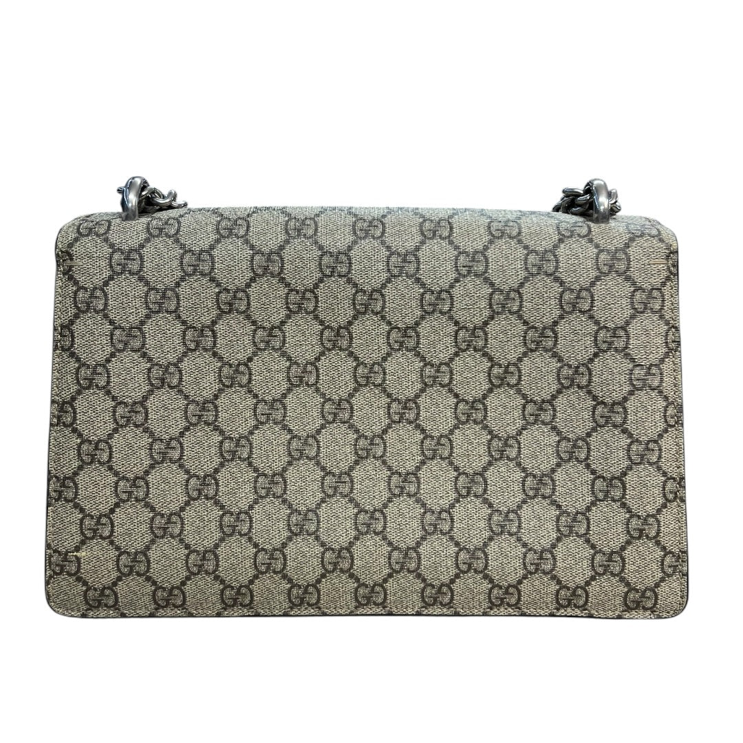 GUCCI GG Supreme Dionysus Small Shoulder Bag Beige Silver Hardware GU585