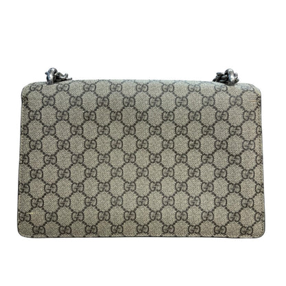 GUCCI GG Supreme Dionysus Small Shoulder Bag Beige Silver Hardware GU585