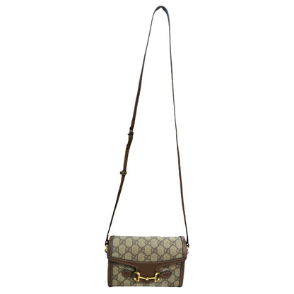 GUCCI GG Supreme Horsebit 1955 Mini Crossbody Beige Gold Hardware Gu579