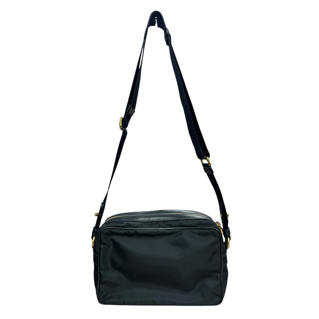 PRADA Tessuto Nylon Camera Shoulder Bag Black Gold Hardware PR188