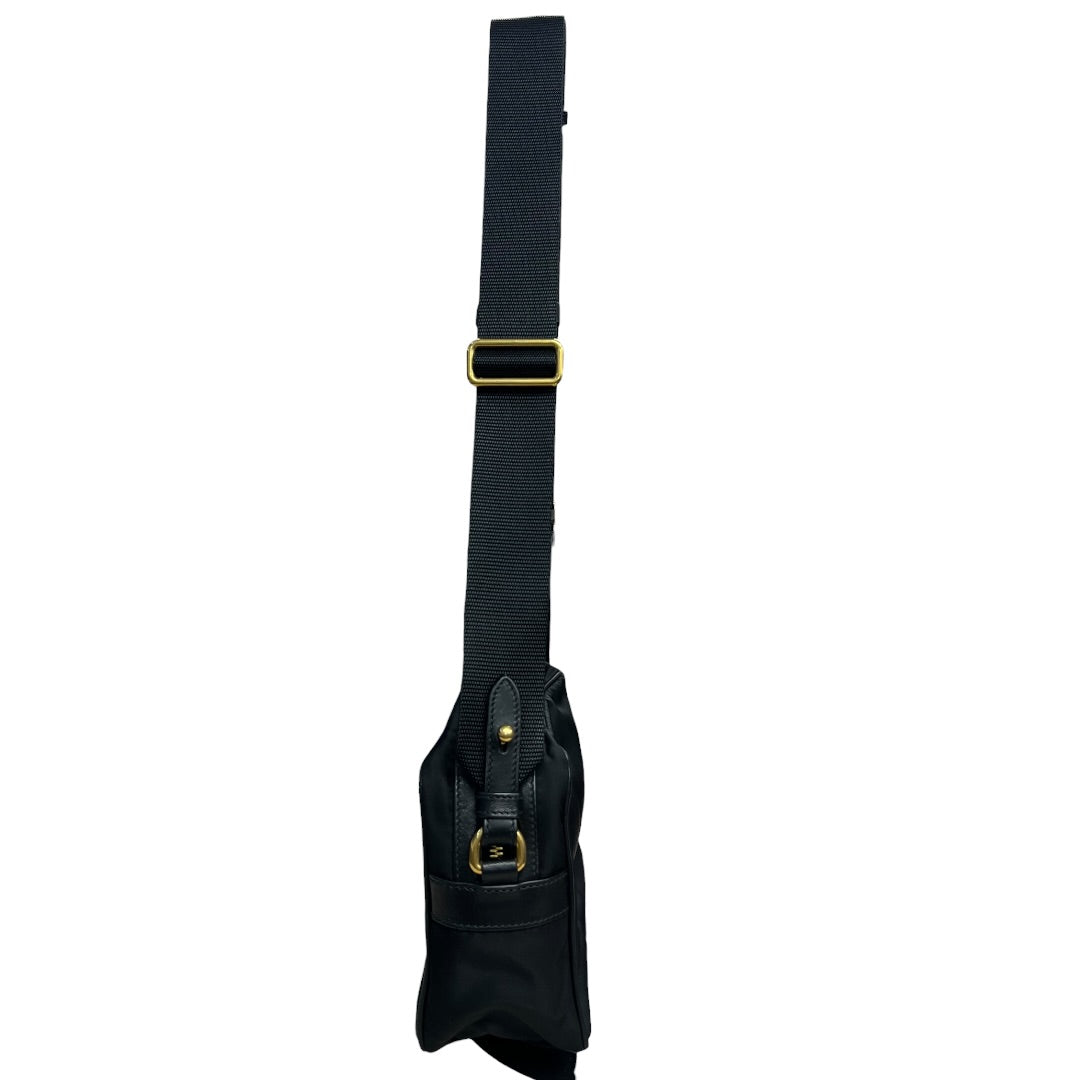 PRADA Tessuto Nylon Camera Shoulder Bag Black Gold Hardware PR188