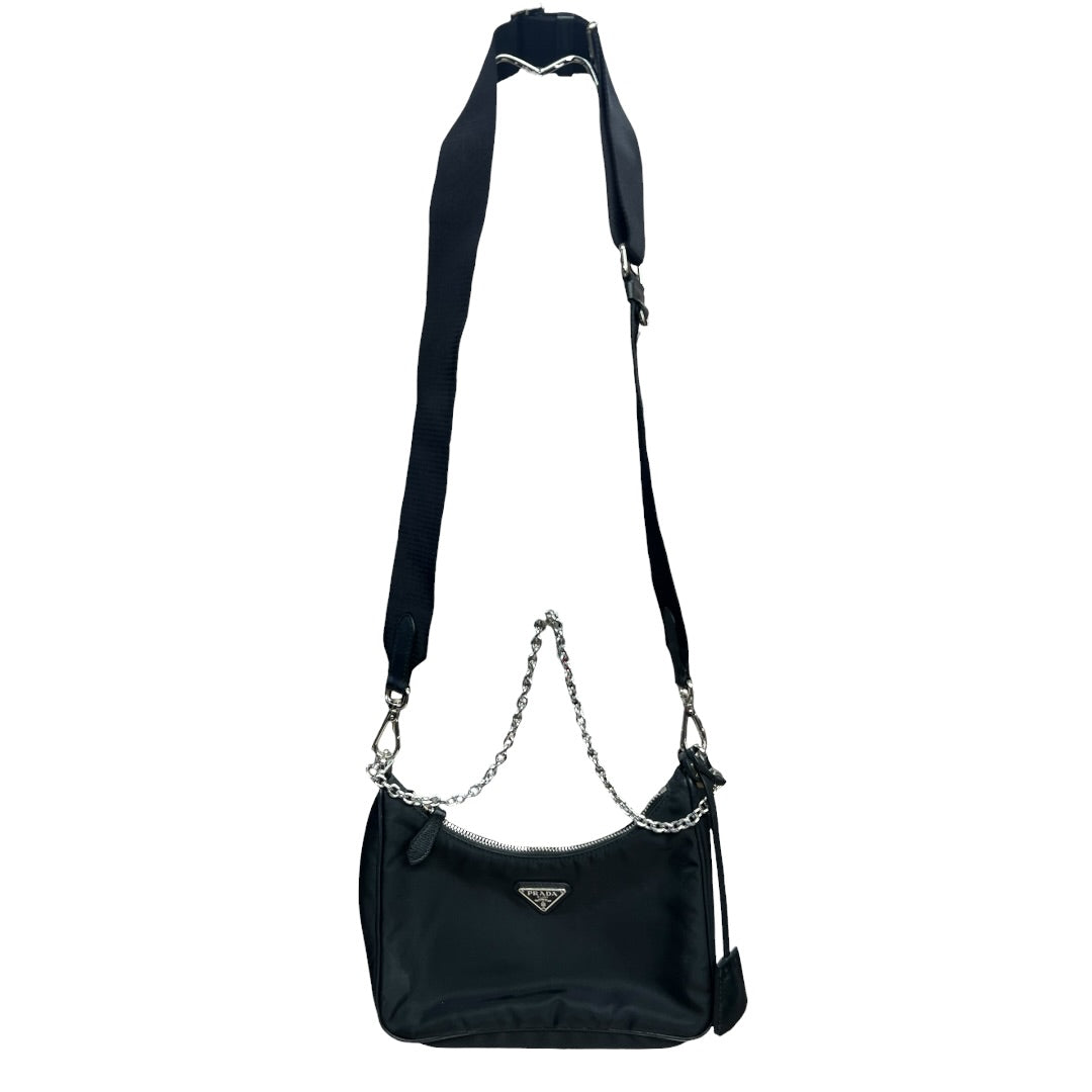 PRADA Re-Nylon Re-Edition 2005 Shoulder Bag Black Silver Hardware PR187