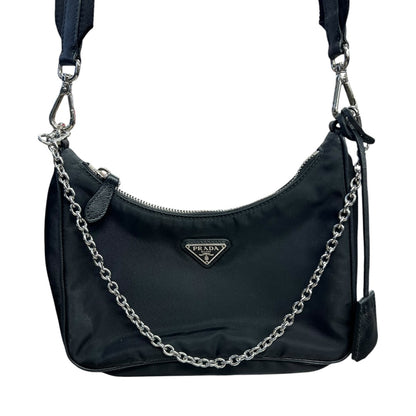 PRADA Re-Nylon Re-Edition 2005 Shoulder Bag Black Silver Hardware PR187