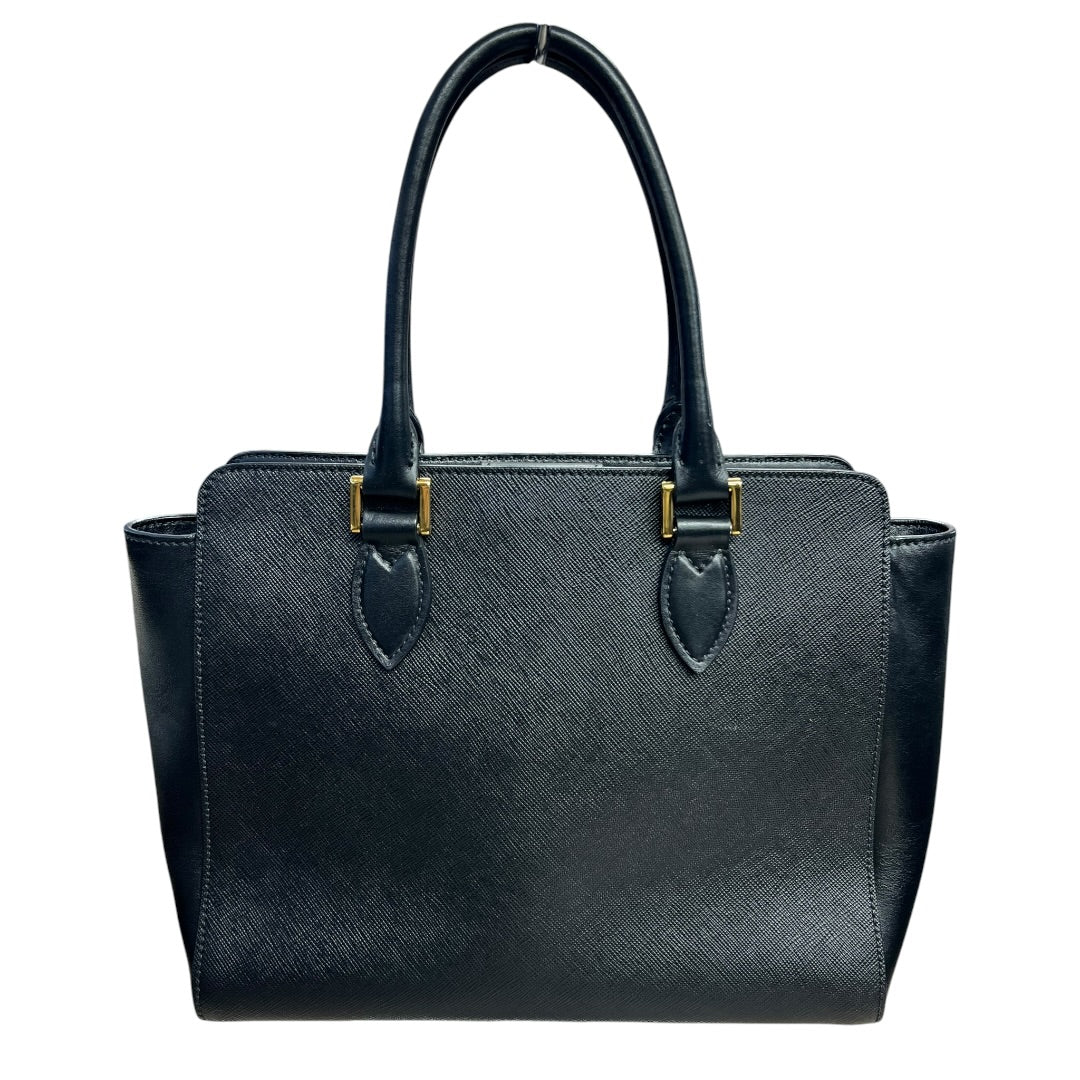 PRADA Saffiano Leather Tote Handbag Black Gold Hardware PR183