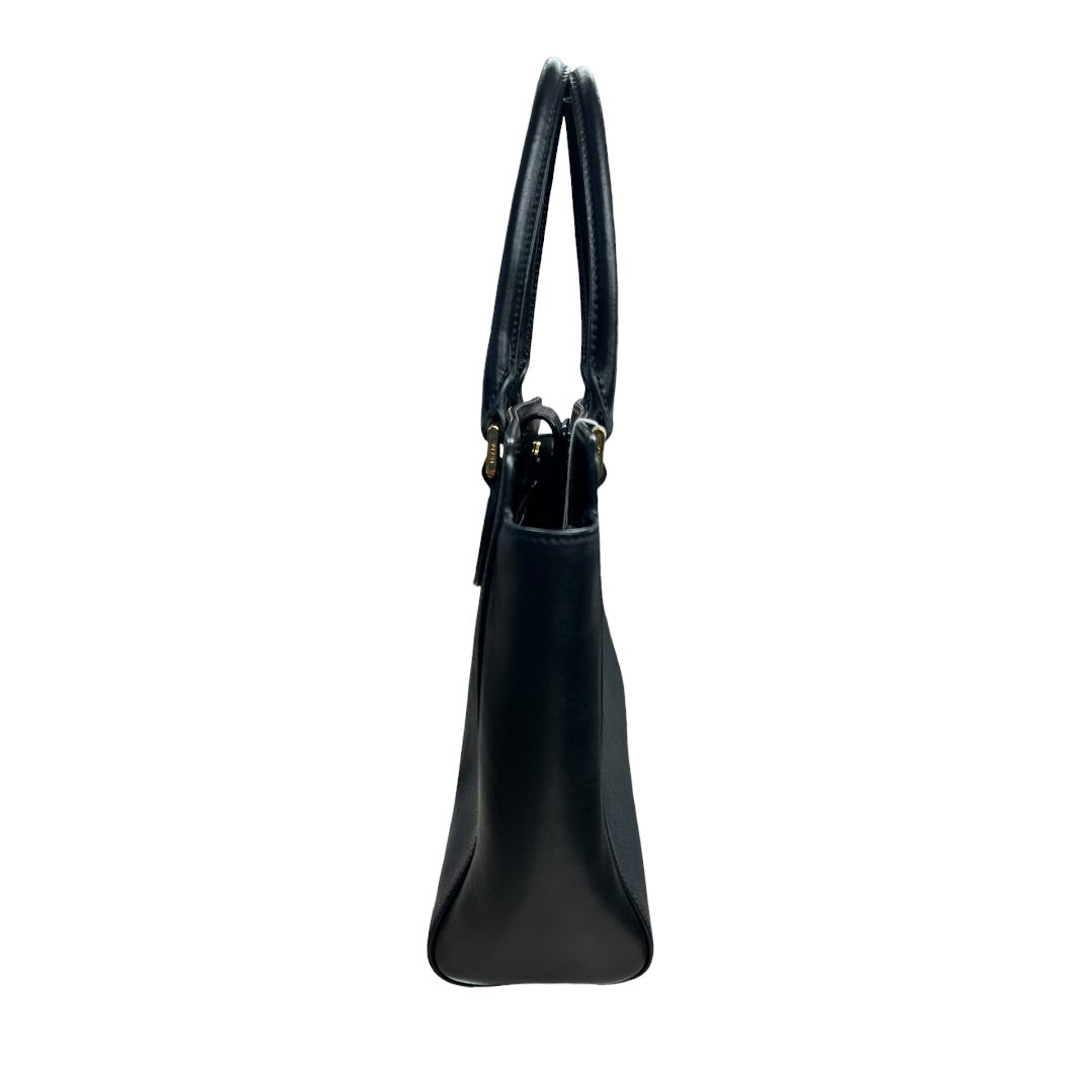 PRADA Saffiano Leather Tote Handbag Black Gold Hardware PR183