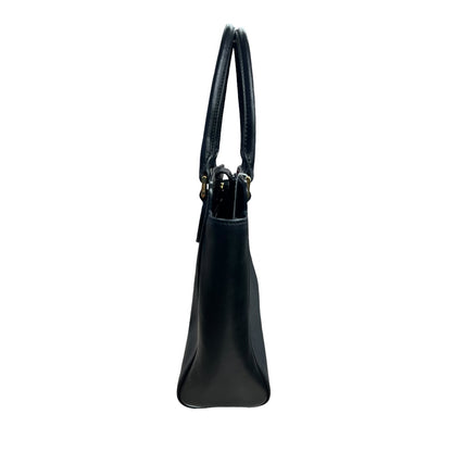 PRADA Saffiano Leather Tote Handbag Black Gold Hardware PR183
