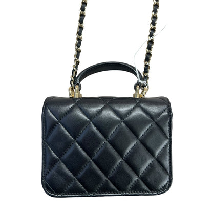 CHANEL Lambskin Mini Flap Handbag Black Gold Hardware CH2134