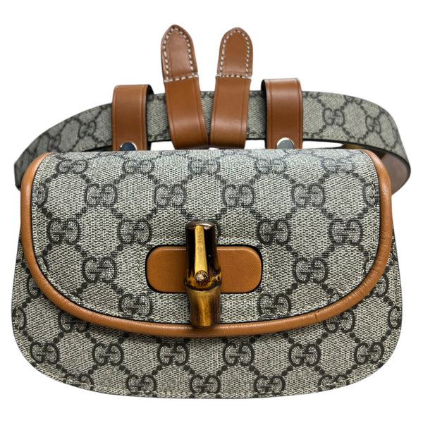 GUCCI GG Supreme Bamboo 1947 Mini Crossbody Beige Bamboo Hardware Gu582