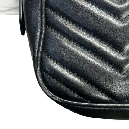 GUCCI Matelassé GG Marmont Small Camera Bag Black Gold Hardware Gu584