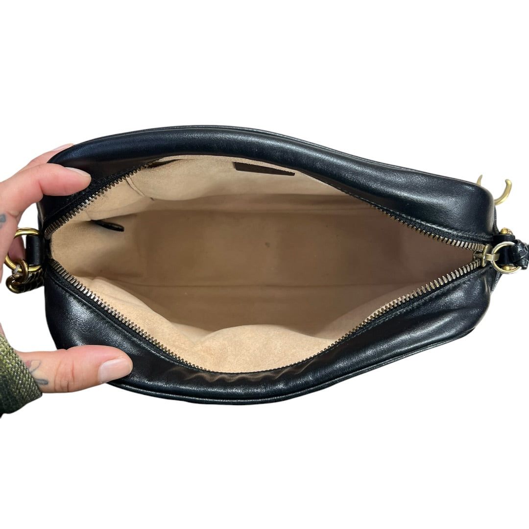 GUCCI Matelassé GG Marmont Small Camera Bag Black Gold Hardware Gu584