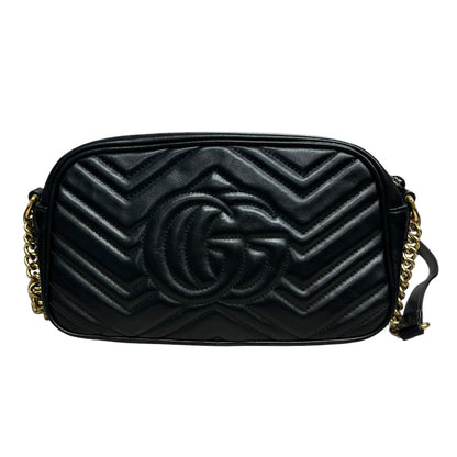 GUCCI Matelassé GG Marmont Small Camera Bag Black Gold Hardware Gu584