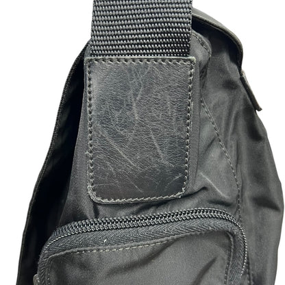 PRADA Tessuto Nylon Messenger Crossbody Bag Black Silver Hardware PR190