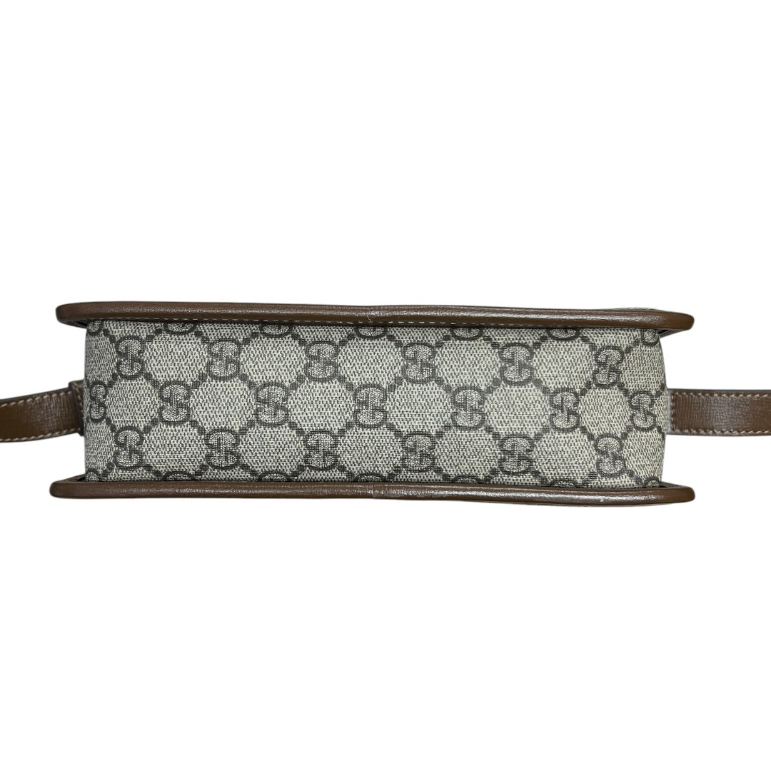 GUCCI GG Supreme Interlocking G Mini Shoulder Bag Beige Gold Hardware Gu580
