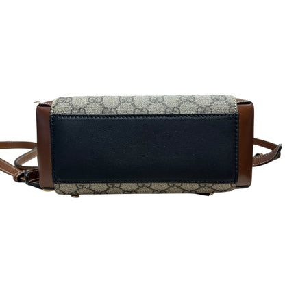 GUCCI GG Supreme Padlock Small Shoulder Bag Beige Brown Gold Hardware Gu581