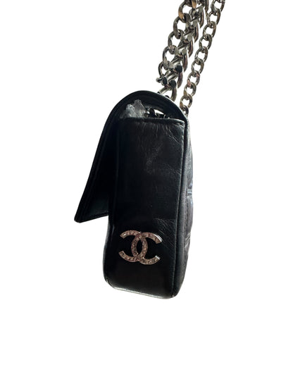 CHANEL Lambskin Square Quilted Mademoiselle Mini Flap Black Silver Hardware CH2145