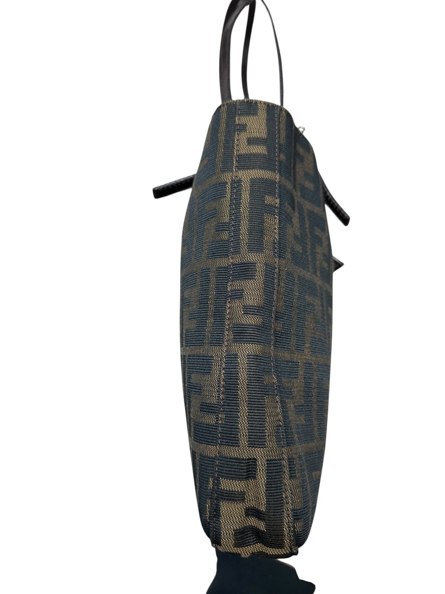 FENDI Zucca Canvas Mamma Baguette Tote Bag Brown FE371