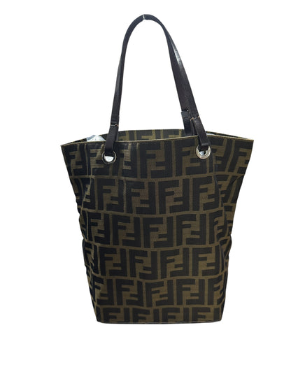 FENDI Zucca Canvas Shopper Tote Bag Brown FE372
