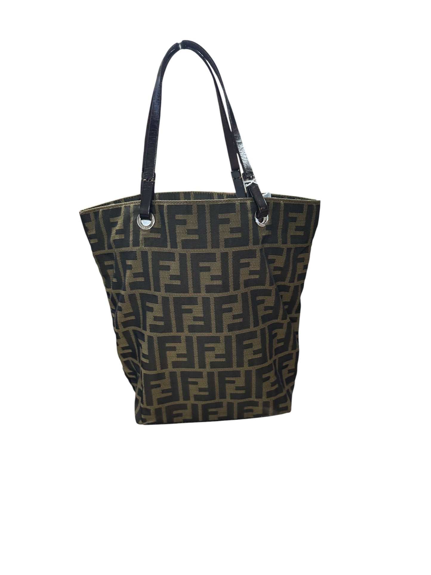 FENDI Zucca Canvas Shopper Tote Bag Brown FE372