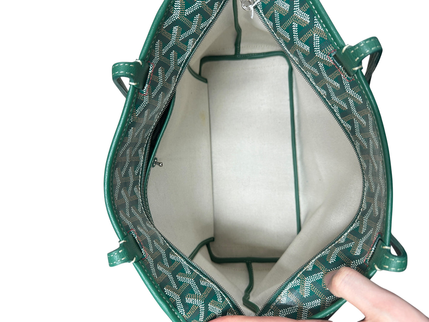 GOYARD Goyardine Artois MM Tote Bag Green Silver Hardware GO14