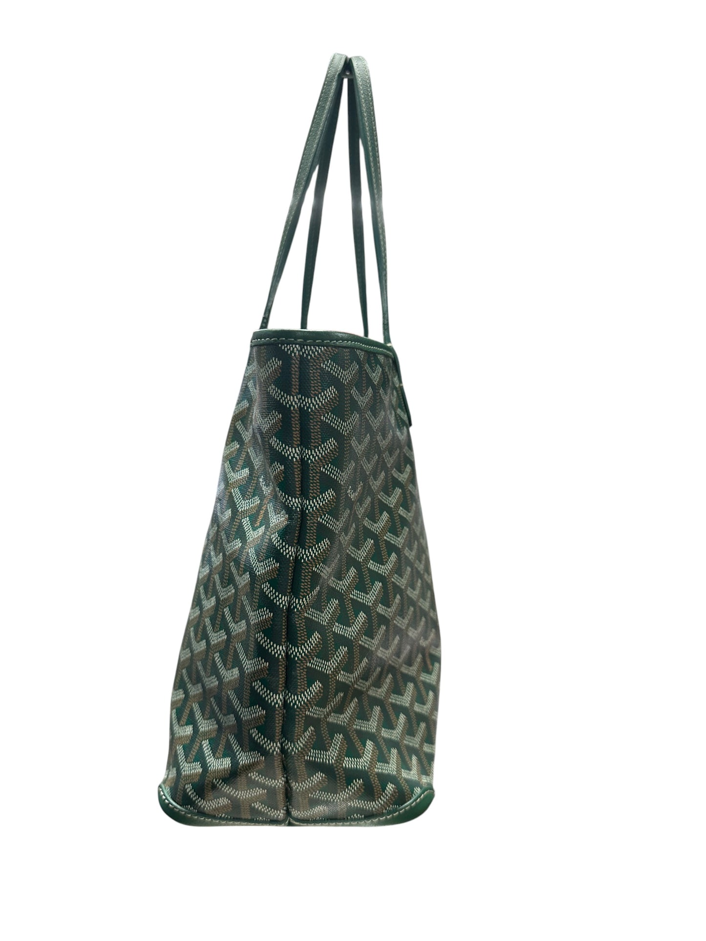 GOYARD Goyardine Artois MM Tote Bag Green Silver Hardware GO14