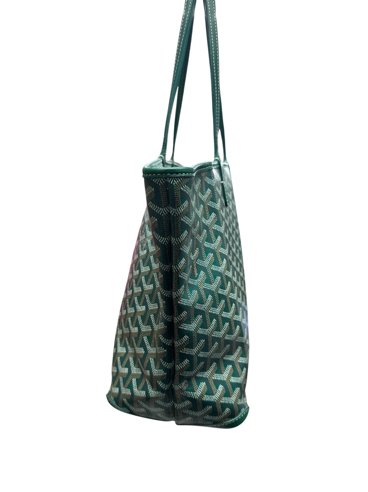 GOYARD Goyardine Artois MM Tote Bag Green Silver Hardware GO14